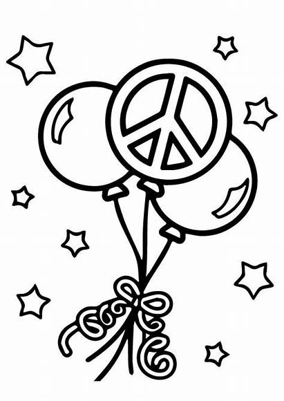 Peace Coloring Printable Drawing Rest Mewarna Balloons