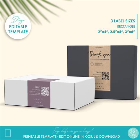 Editable Box Seal Sticker Template 3 Sizes Printable Etsy Packaging
