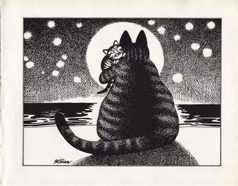 Kliban Cat And Kliban Kitten Moonlit Night Vintage 1981 Print 9 X 11