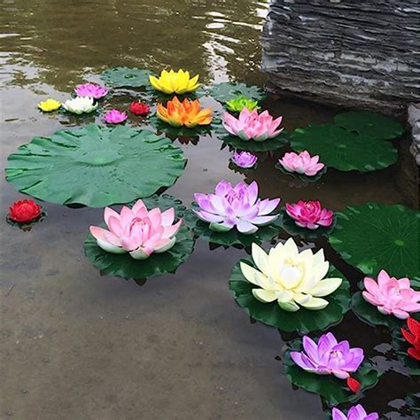 Buy 5 Pcs Artificial Floating Lotus Flowers Home Garden Pond Aquarium