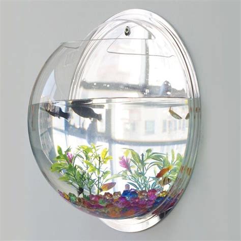 Wall Hanging Mount Bubble Aquarium Bowl Fish Tank Wall Design Ideas