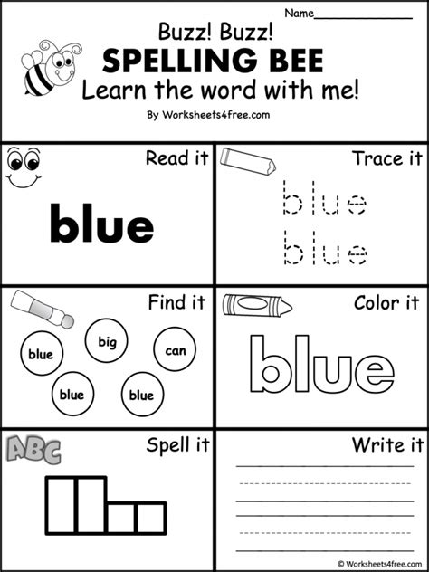 Free Dolch Sight Word Worksheet Blue Worksheets4free