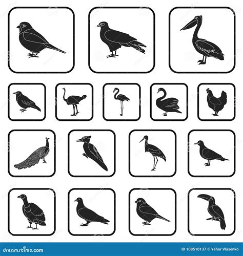 Types Of Birds Black Icons In Set Collection For Design Home And Wild