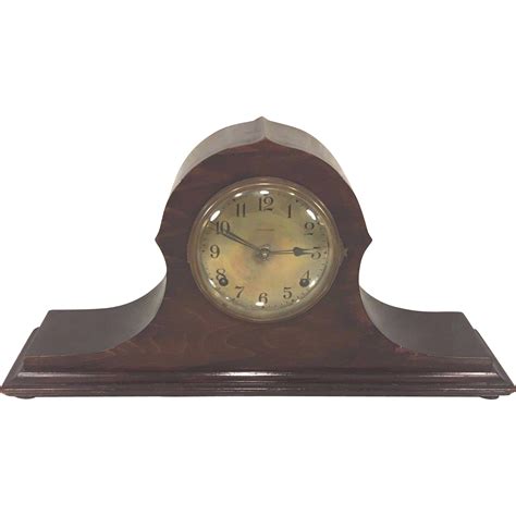 Vintage Ingraham Mantel Clock Canto Model Gold Face Tambour Case Runs