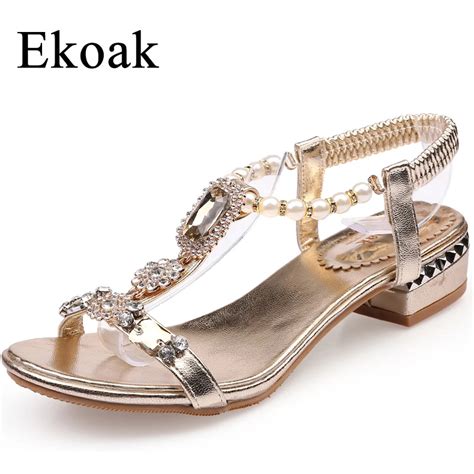 Ekoak New 2017 Fashion Women Sandals Summer Party Dress Shoes Ladies