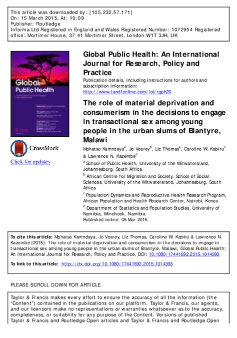 pdf the role of material deprivation and consumerism in the decisions to engage in