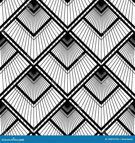 Art Deco Pattern Vector Black White Background Stock Vector