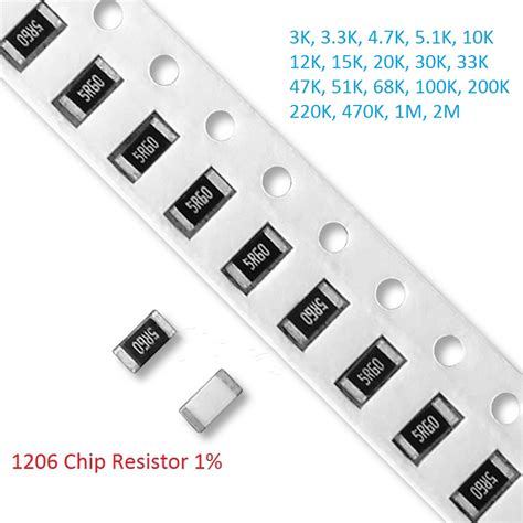 1206 Smd Chip Resistors Smt Resistance 1 0 Ohm To 2mΩ Ohm 3k Kr KΩ
