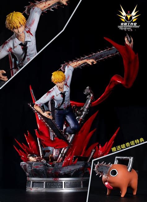 Denji Figures Chainsaw Man Anime Statues For Sale Light Feather