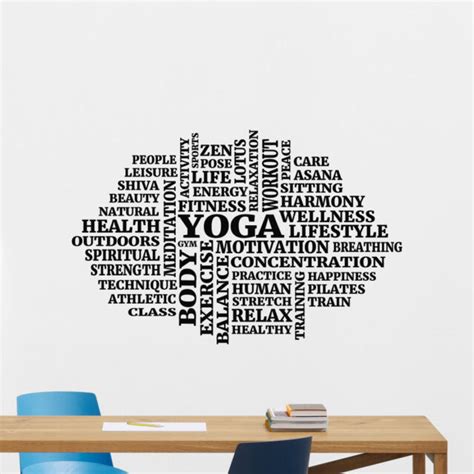Yoga Words Cloud Wall Decal Fitness Gym Vinyl Sticker Art Decoration