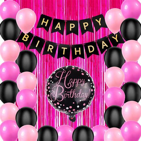 Birthday Set 66325 Black Pink Theme Party Decoration Please Read