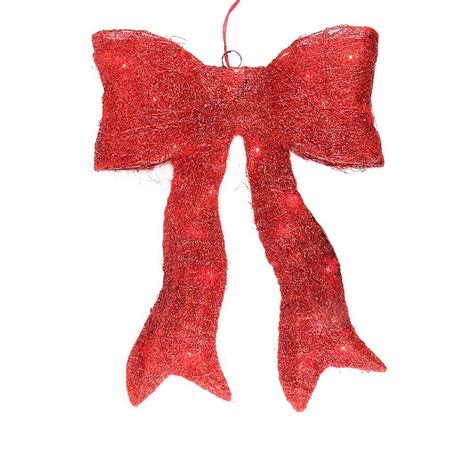 Northlight 24 Sparkling Red Lighted Sisal Bow Christmas Outdoor