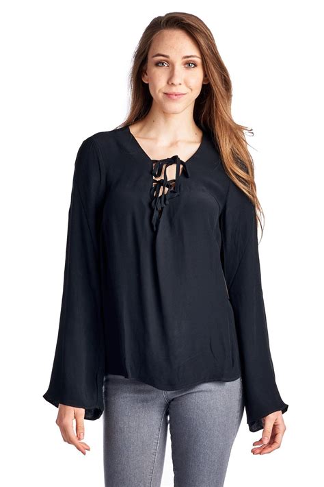 Womens Lace Up Bell Sleeve Top Bell Sleeve Top Bell Sleeves Women