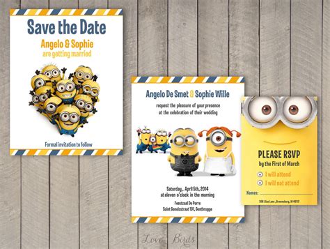 Minion Wedding Invitation Set Save The Date By Sophieslovebirds