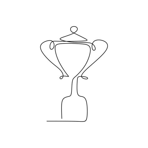 Trophy Award Champion Vector Png Images Drawing A Continuous Line Of