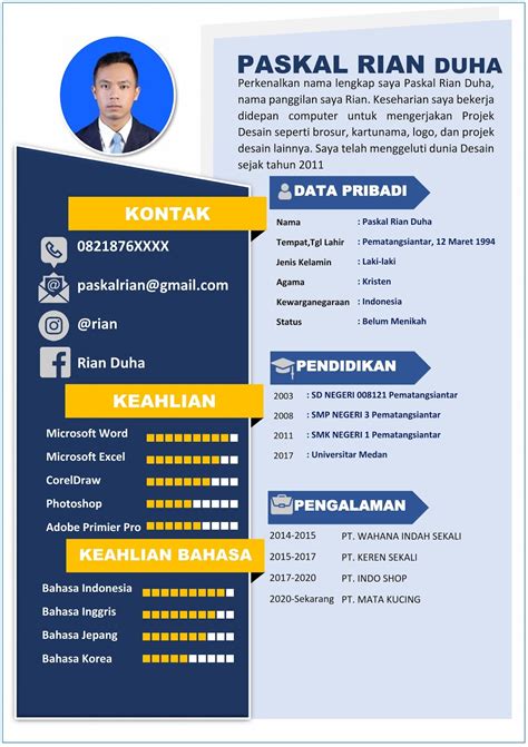 Download CV Lamaran Kerja Versi Gratis Template Goliketrik