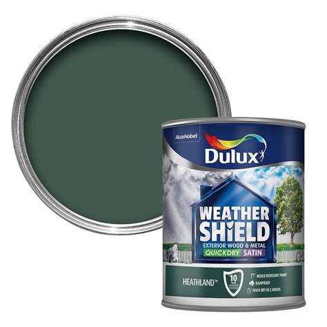 Dulux Weathershield Heathland Green Satin Metal And Wood Paint 075l