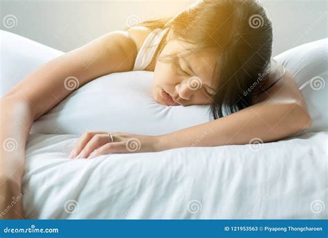 Woman Snoring Because Due To Tired Of Workfemale Snor While Sleeping
