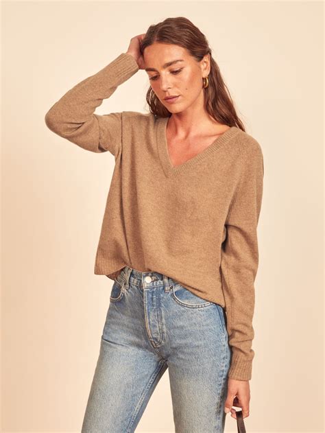 Cashmere Relaxed V Neck Sustainable Sweaters Reformation
