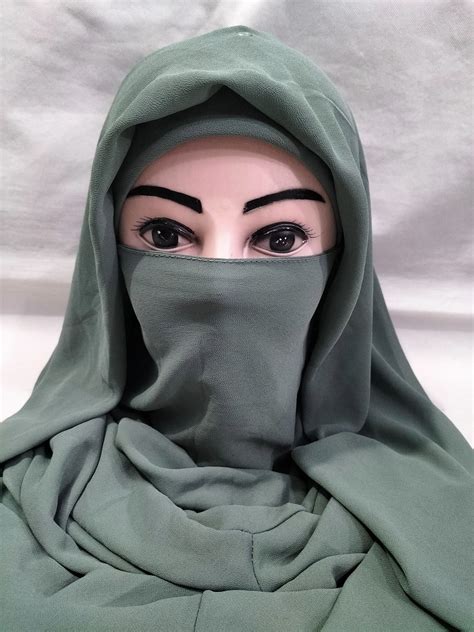 Plain Niqab Ready To Wear Fern Green Suzain Hijabs