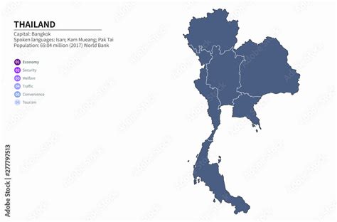 Thailand Map Graphic Vector Map Of Asia Countries Stock Vector Adobe