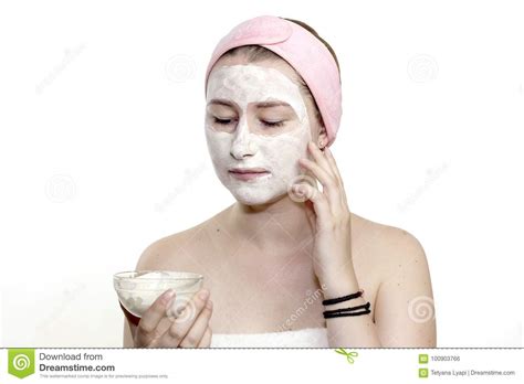 Girl With Cosmetic Mask Stock Photo Image Of Care