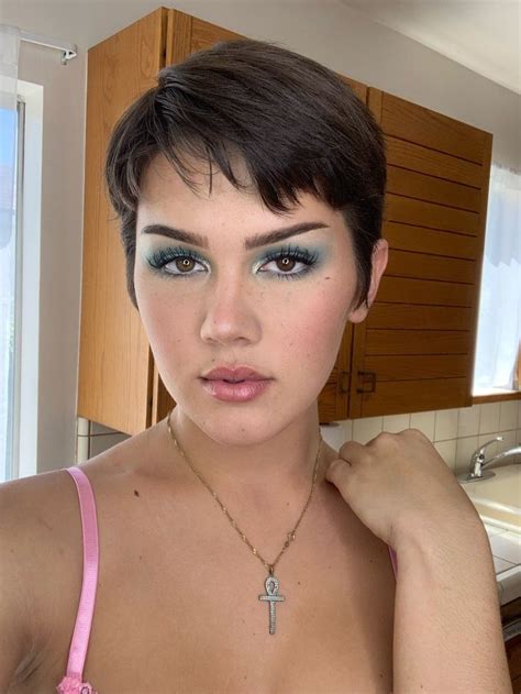 cute transsexual girl daisy taylor blue makeup perfect lips hair and nails