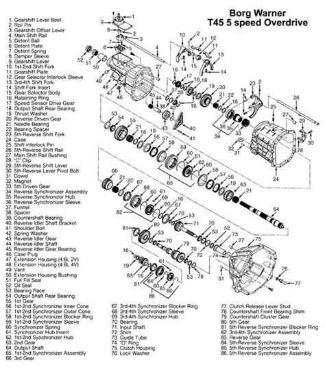 Ford T45 Manual Transmission Illustrated Parts Drawings