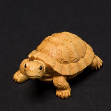 Wood Lucky Money Turtle Statue Carving Tortoise Sculpture Anilmals Home