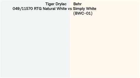Tiger Drylac 049 11570 RTG Natural White Vs Behr Simply White BWC 01