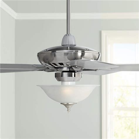 52 Journey Brushed Nickel Alabaster Glass Led Ceiling Fan With Remote