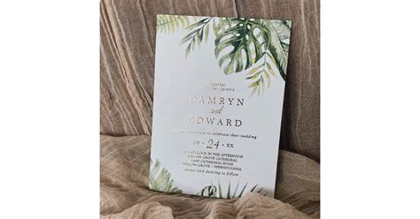 Wild Tropical Palm Gold Foil Casual Wedding Foil Foil Invitation Zazzle