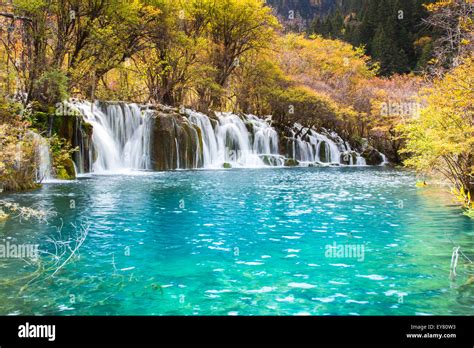Waterfall Called Arrow Bamboo Is Nature Landscape At Jiuzhaigou Scenic