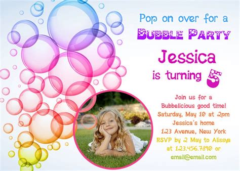 Bubble Birthday Party Invitation Bubble Party Etsy Australia