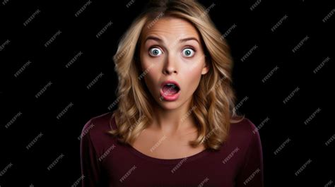 Premium Ai Image Beautiful Blonde Woman Expresses Surprise And Shock Emotion With Open Mouth