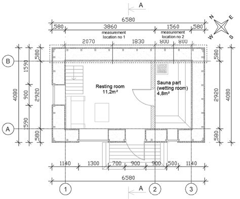 The Plan Of The Ground Floor Of The Sauna With Indicated Measuring