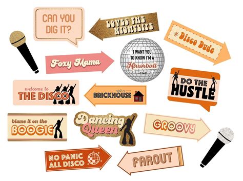 Disco Party Photo Booth Props Vintage Bachelorette Disco Etsy Party