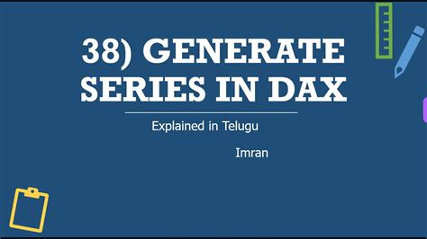 Generateseries Function In Dax Explained In Telugu Power Bi