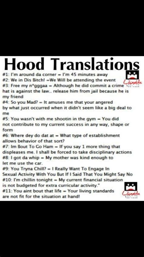 Hood Translations Jail Words Translation