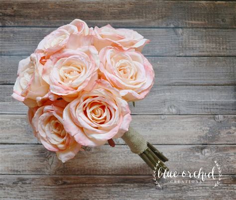 Peach Rose Wedding Bouquet
