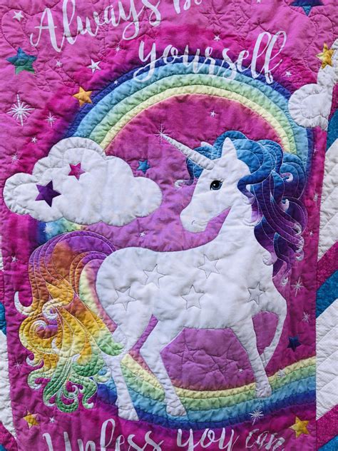 Unicorns And Rainbows Etsy Colorful Quilts Quilts Unicorn Pictures