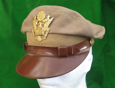 Usaaf Summer Tan Version Officers Crusher Ww2 Visor Cap