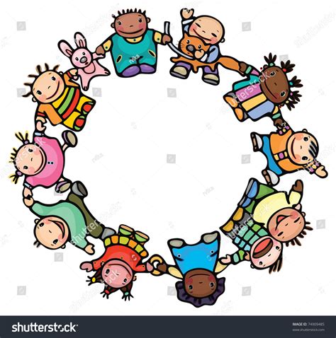 Circle Happy Children Different Races Stock Vector 74909485 Shutterstock
