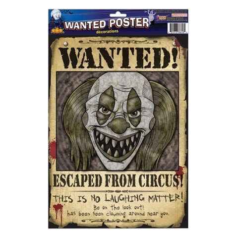 Wanted Poster Clown Halloween Decorations