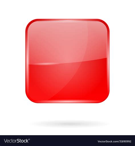 Red Shiny 3d Button Web Square Icon Royalty Free Vector