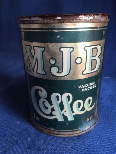 Vintage 1 Lb Pound Mjb Mjb Coffee Can Tin 1940s Green Metal