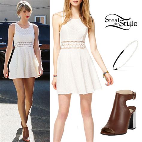 Taylor Swift White Dress Cut Out Boots Steal Her Style