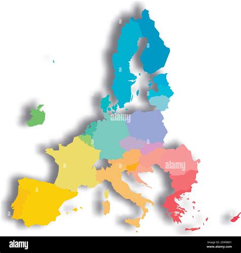 Colorful Blank Vector Map Of Eu European Union Member States After