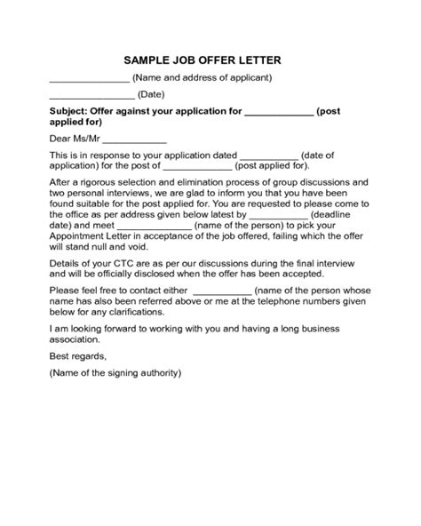 Offer Letter Format Fillable Printable Pdf And Forms Handypdf Hot Sexy Girl