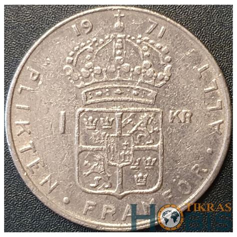 Švedija 1 krona 1968 1973 km826a
